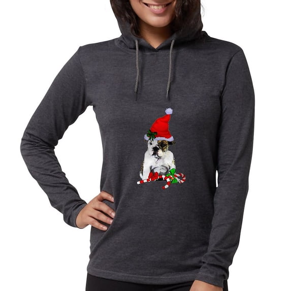 CafePress - English Bulldog Christmas Long Sleeve T Shirt - Womens Hooded Shirt
