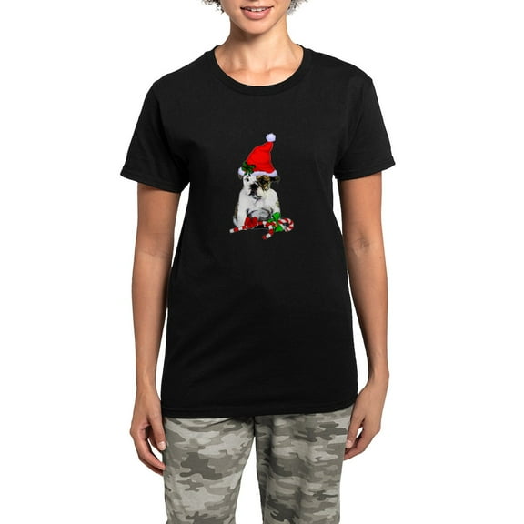 CafePress - English Bulldog Christmas Pajamas - Women's Short Sleeve Print T-Shirt and Pants Dark Cotton Pajama Set