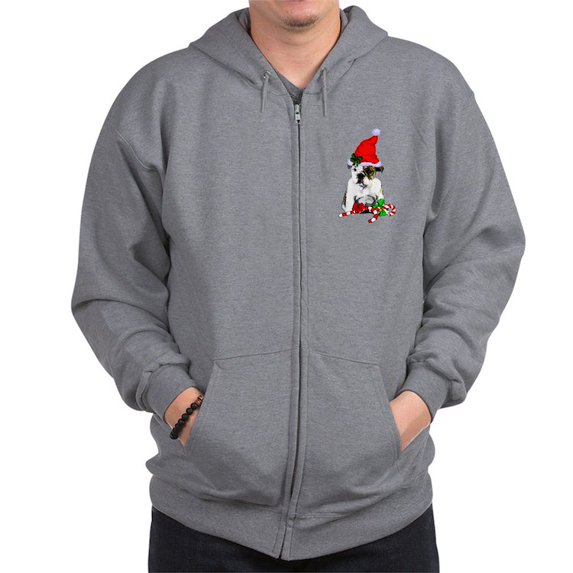 CafePress - English Bulldog Christmas Sweatshirt - Zip Hoodie, Classic Hooded Sweatshirt with Metal Zipper