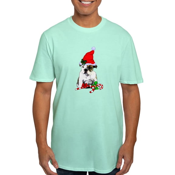 CafePress - English Bulldog Christmas T Shirt - Men's Fitted T-Shirt
