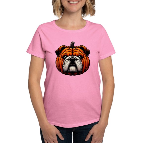CafePress - English Bulldog Pumpkin Halloween Dog Women's Value T Shirt - Women's Traditional Fit Dark T-Shirt