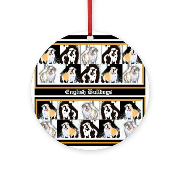 CafePress - English Bulldog - Round Wood Ornament 4"