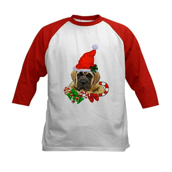 CafePress - English Mastiff Christmas Baseball Jersey - Kids Cotton Baseball Jersey, 3/4 Sleeve Shirt