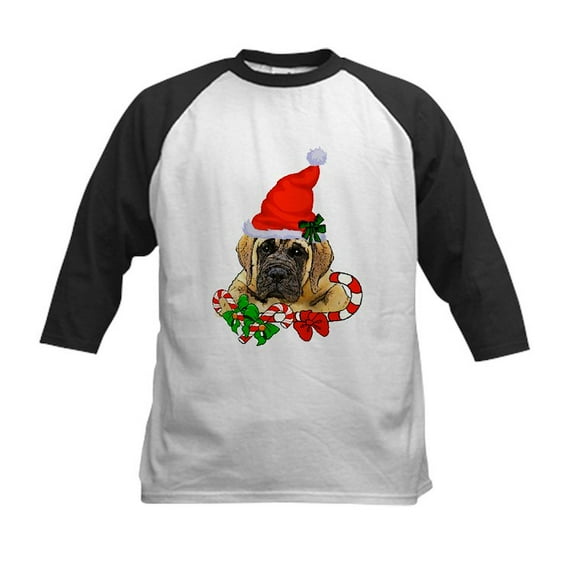 CafePress - English Mastiff Christmas Baseball Jersey - Kids Cotton Baseball Jersey, 3/4 Sleeve Shirt