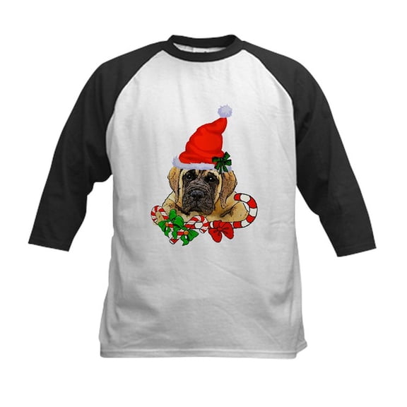 CafePress - English Mastiff Christmas Baseball Jersey - Kids Cotton Baseball Jersey, 3/4 Sleeve Shirt