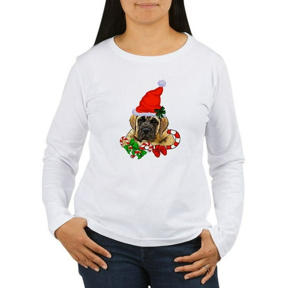 CafePress - English Mastiff Christmas Long Sleeve T Shirt - Women's Long Sleeve Graphic Casual T-Shirt