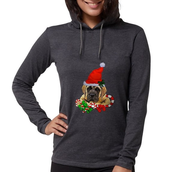 CafePress - English Mastiff Christmas Long Sleeve T Shirt - Womens Hooded Shirt