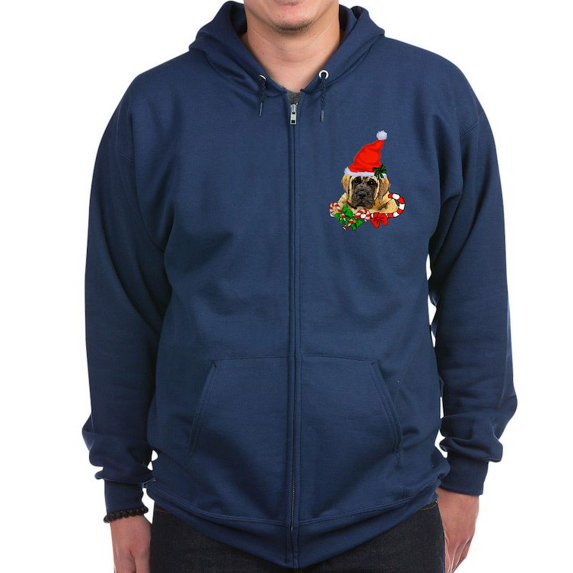 CafePress - English Mastiff Christmas Sweatshirt - Zip Hoodie, Classic Hooded Sweatshirt with Metal Zipper