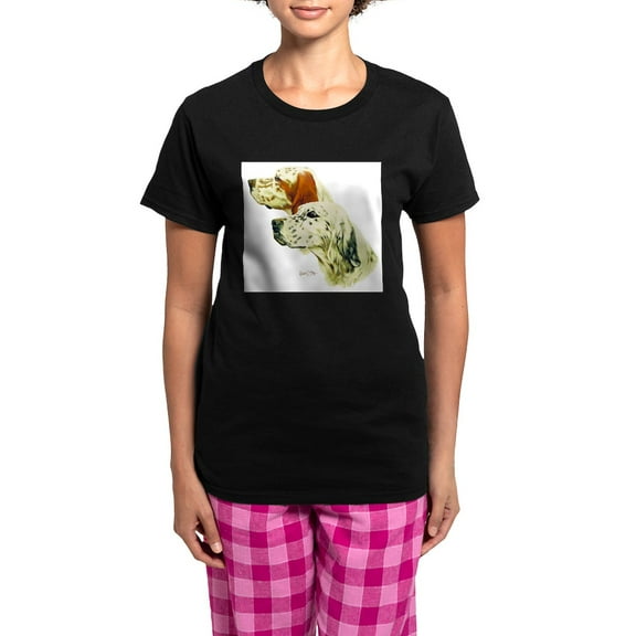 CafePress - English Setter Pajamas - Women's Short Sleeve Print T-Shirt and Pants Dark Cotton Pajama Set