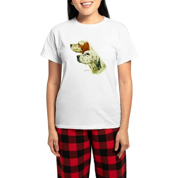 CafePress - English Setter Women's Light Pajamas - Women's Short Sleeve Print T-Shirt and Pants Light Cotton Pajama Set