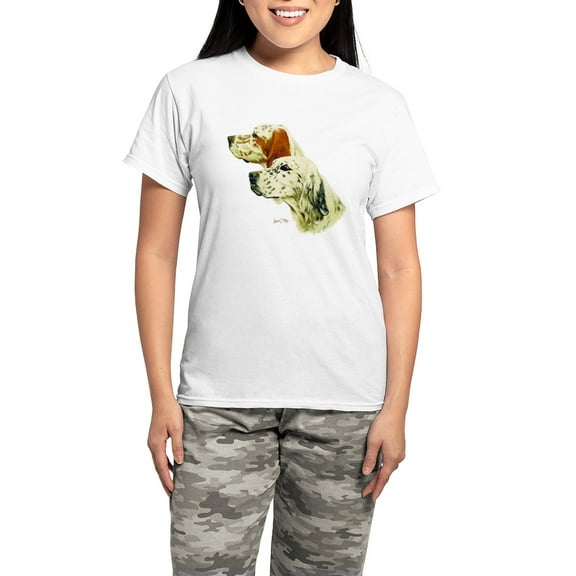 CafePress - English Setter Women's Light Pajamas - Women's Short Sleeve Print T-Shirt and Pants Light Cotton Pajama Set
