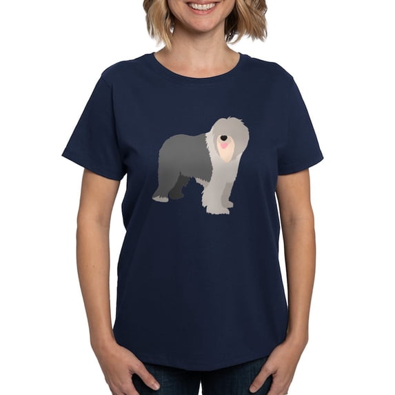 CafePress - English Sheep Dog Silhouet Women's Classic T Shirt - Women's Traditional Fit Dark T-Shirt