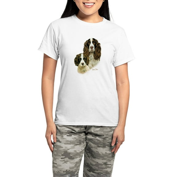 CafePress - English Springer Spaniel Women's Light Pajamas - Women's Short Sleeve Print T-Shirt and Pants Light Cotton Pajama Set