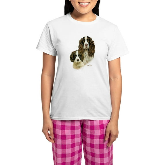 CafePress - English Springer Spaniel Women's Light Pajamas - Women's Short Sleeve Print T-Shirt and Pants Light Cotton Pajama Set