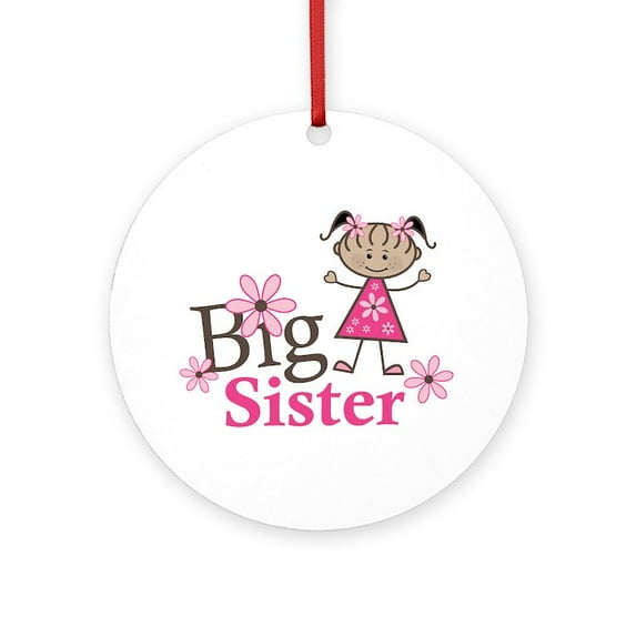 CafePress - Ethnic Big Sister - Round Wood Ornament 4"