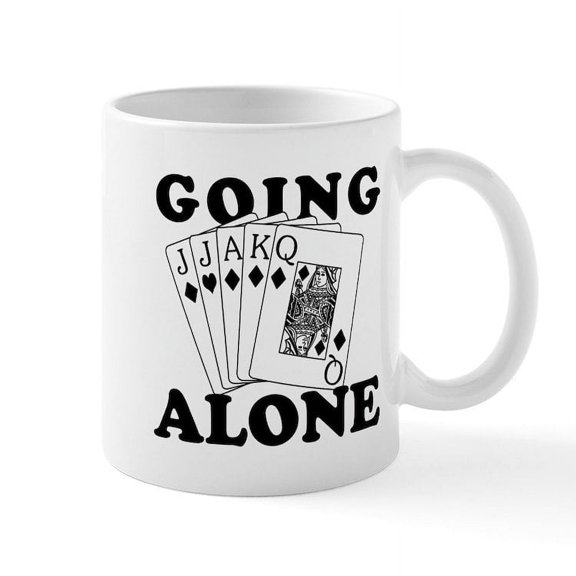 CafePress - Euchre Going Alone/Loner Mug - 11 oz Ceramic Mug - Novelty Coffee Tea Cup