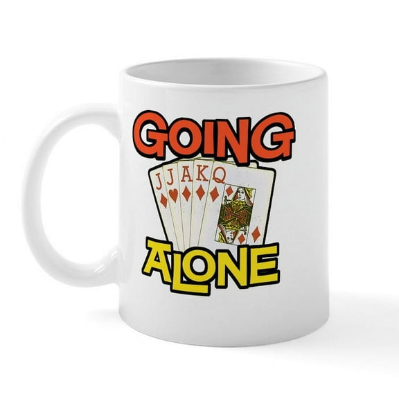 CafePress - Euchre Going Alone Mug - 11 oz Ceramic Mug - Novelty Coffee Tea Cup