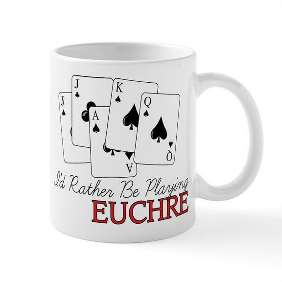 CafePress - Euchre Playing Mug - 11 oz Ceramic Mug - Novelty Coffee Tea Cup