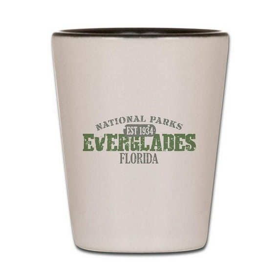 CafePress - Everglades National Park FL - White/Black Shot Glass, Unique and Funny Shot Glass