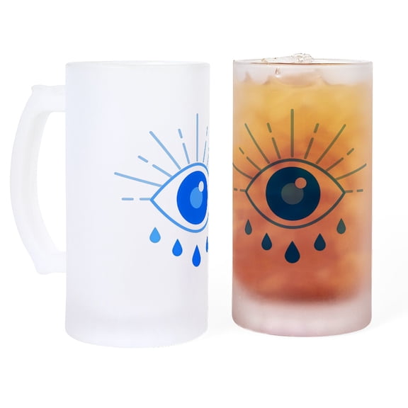 CafePress - Evil Eye, Spiritual Symbol Of Protection, Greek Cu - 16 oz Frosted Glass Beer Mug