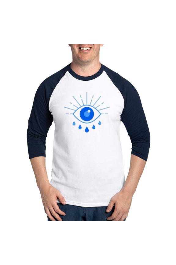 - Evil Eye, Spiritual Symbol Of Protection, Greek Cu - Cotton Baseball Jersey, 3/4 Raglan Sleeve Shirt