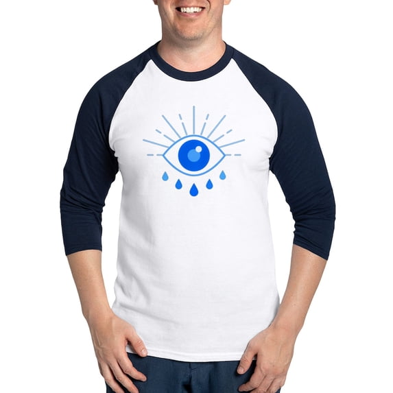 CafePress - Evil Eye, Spiritual Symbol Of Protection, Greek Cu - Cotton Baseball Jersey, 3/4 Raglan Sleeve Shirt