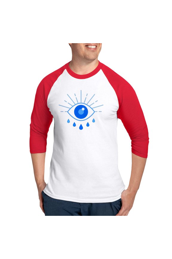 - Evil Eye, Spiritual Symbol Of Protection, Greek Cu - Cotton Baseball Jersey, 3/4 Raglan Sleeve Shirt