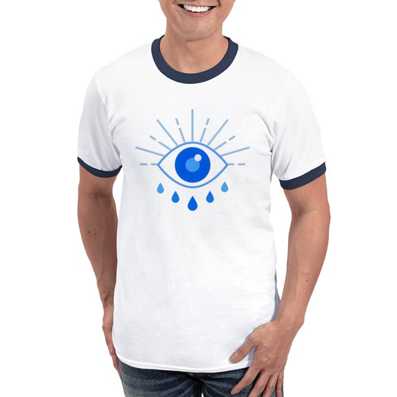CafePress - Evil Eye, Spiritual Symbol Of Protection, Greek Cu Men's Ringer T Shirt - 100% Cotton Ringed T-Shirt