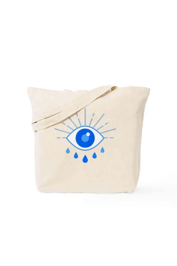 - Evil Eye, Spiritual Symbol Of Protection, Greek Cu - Unisex Canvas Tote Bag, Beige, 1-Piece