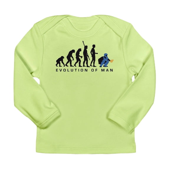 CafePress - Evolution Baseball Catcher B 3C Long Sleeve Infant T Shirt - Long Sleeve Infant T-Shirt
