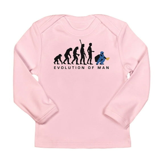 CafePress - Evolution Baseball Catcher B 3C Long Sleeve Infant T Shirt - Long Sleeve Infant T-Shirt