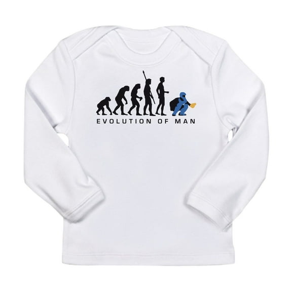 CafePress - Evolution Baseball Catcher B 3C Long Sleeve Infant T Shirt - Long Sleeve Infant T-Shirt