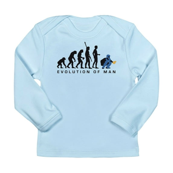 CafePress - Evolution Baseball Catcher B 3C Long Sleeve Infant T Shirt - Long Sleeve Infant T-Shirt