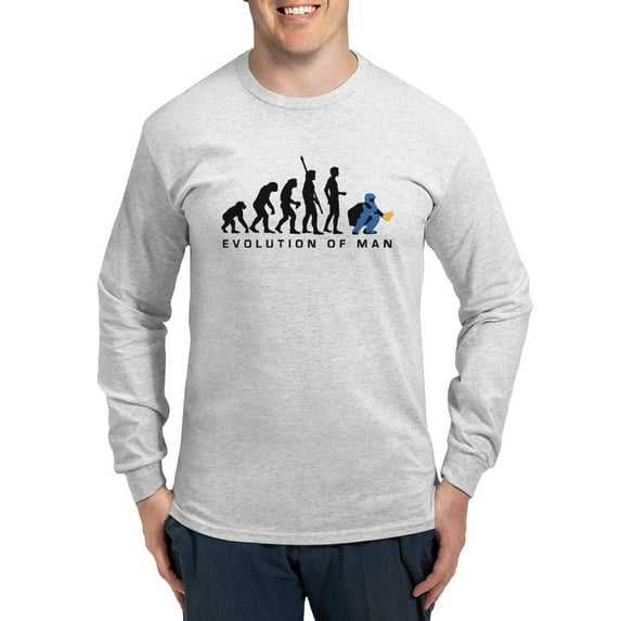 CafePress - Evolution Baseball Catcher B 3C Long Sleeve T Shir - Unisex Cotton Long Sleeve T-Shirt
