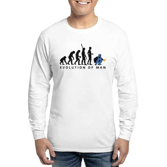 CafePress - Evolution Baseball Catcher B 3C Long Sleeve T Shir - Unisex Cotton Long Sleeve T-Shirt