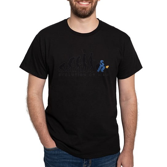 CafePress - Evolution Baseball Catcher B 3C T Shirt - Men's Classic Cotton T-Shirts