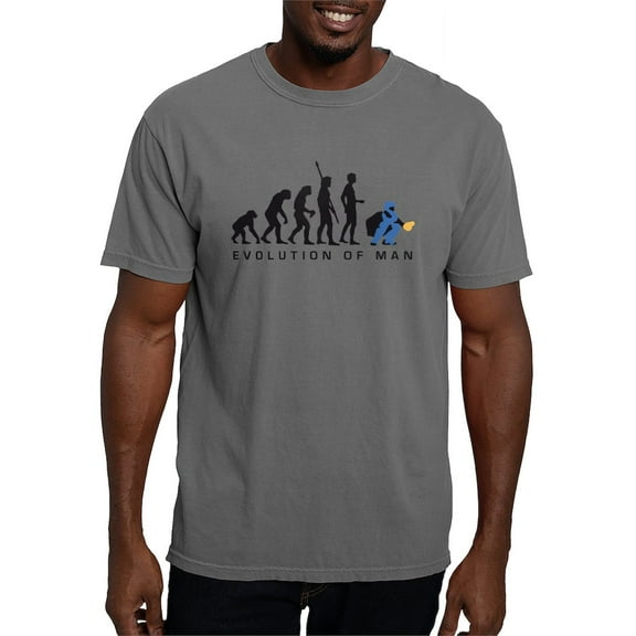 CafePress - Evolution Baseball Catcher B 3C T Shirt - Mens Comfort Colors Shirt