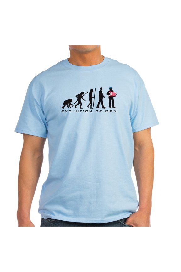 - Evolution Of Man Accordion Player T Shirt - Light T-Shirt - CP