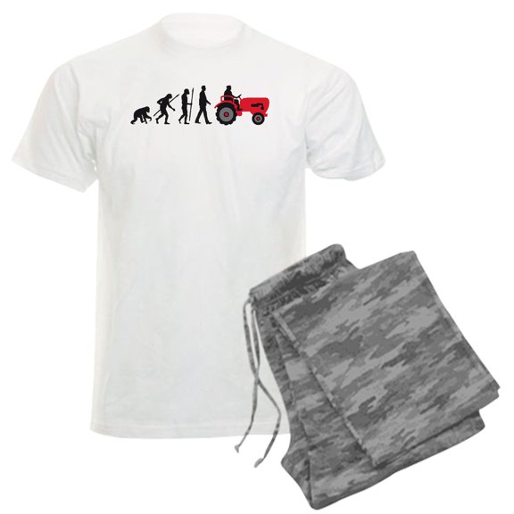 CafePress - Evolution Of Man Farmer With A Tractor Pyjamas - Men's Light Loose Fit Cotton Pajama Set