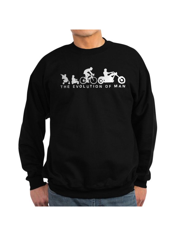 - Evolution Of Man Motorcycle Rider Chopper Sweatshi - Classic Crew Neck Sweatshirt
