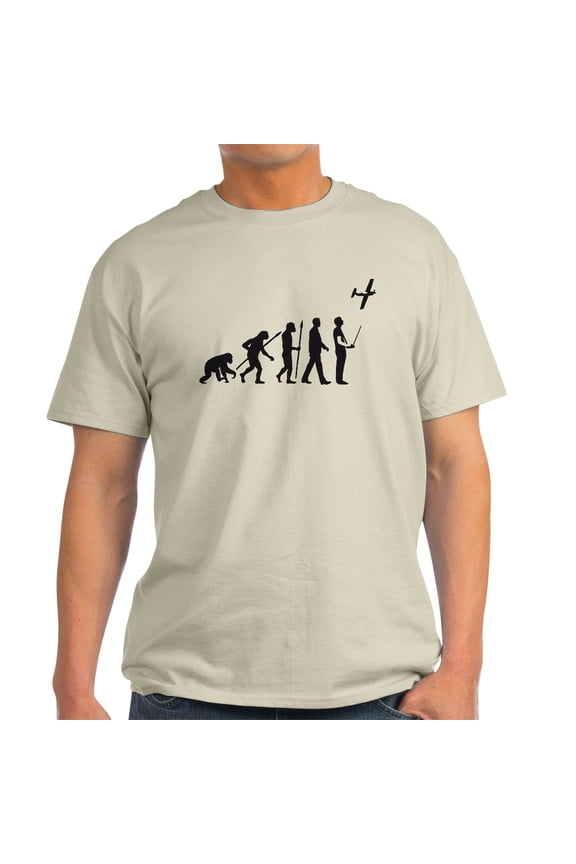 - Evolution Of Man With Model Plane T Shirt - Men's Classic Graphic T-Shirt