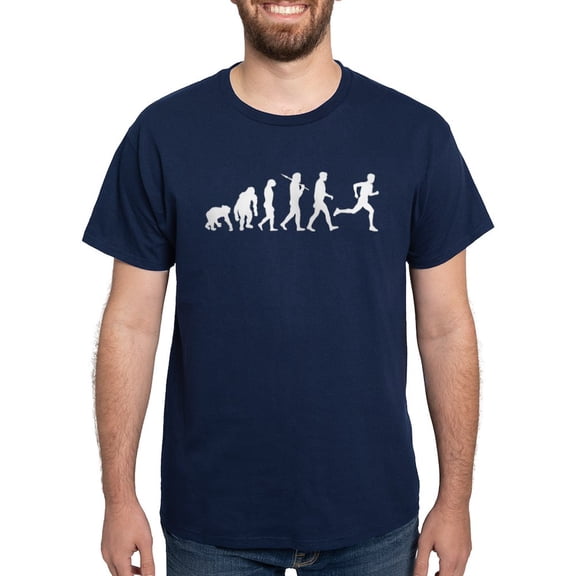 CafePress - Evolution Of Running Dark T Shirt - Men's Classic Graphic Cotton T-Shirt