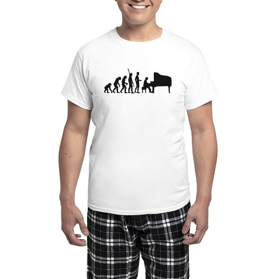 CafePress - Evolution Piano Player Men's Light Pajamas - Men's Light Loose Fit Cotton Pajama Set