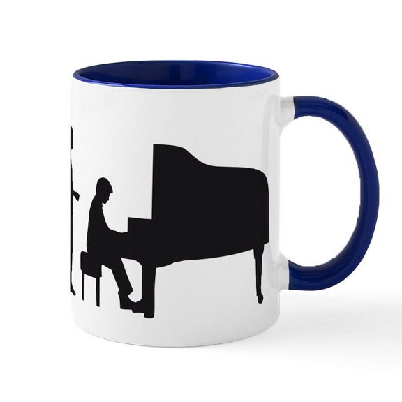 CafePress - Evolution Piano Player Mug - 11 oz Ceramic Mug - Novelty Coffee Tea Cup