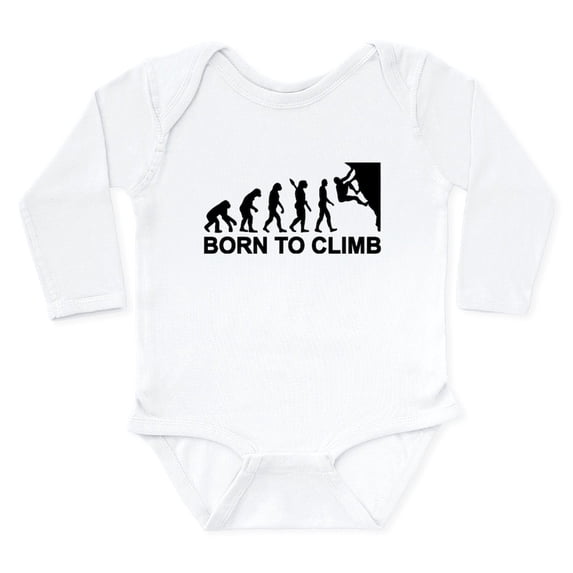 CafePress - Evolution Rock Climbin Long Sleeve Infant Bodysuit - Long Sleeve Cotton Baby Bodysuit