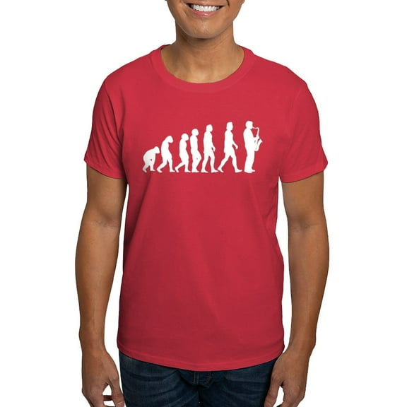 CafePress - Evolution Saxophone Dark T Shirt - Men's Classic Graphic Cotton T-Shirt