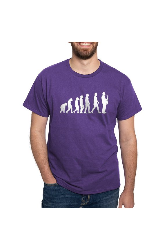 - Evolution Saxophone Dark T Shirt - Men's Classic Graphic Cotton T-Shirt