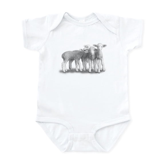 CafePress - Ewephoric Whisper Lambs BW Body Suit - Baby Light Bodysuit, Size Newborn - 24 Months