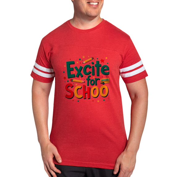CafePress - Excited For School T Shirt – Fun & Motivational Men's Football T Shirt - Mens Football Shirt