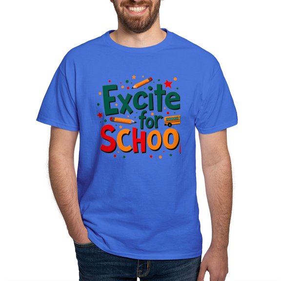 CafePress - Excited For School T Shirt – Fun & Motivational Men's Value T Shirt - Men's Classic Graphic Cotton T-Shirt